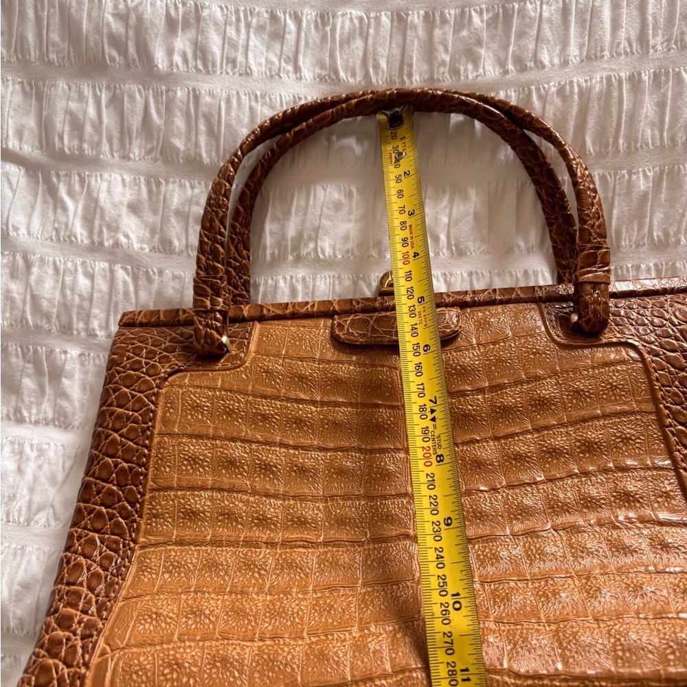 Tan Croc-Embossed Satchel Handbag - vintage Rieke - Picture 11 of 12